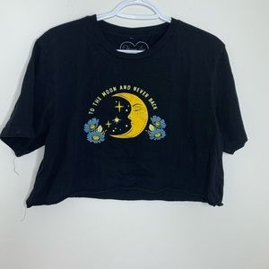 To The Moon And Never Back Cropped Graphic Tee